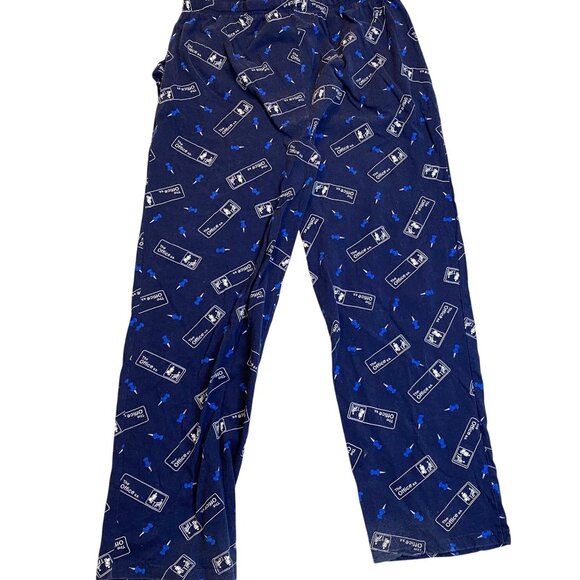 The Office Mens Lounge Pants Large Blue Drawstring Cotton Relaxed Fit Novelty Sl - Picture 2 of 9
